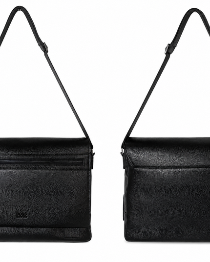 1108 281 BLACK Sac Bandoulière Homme en Cuir Véritable Noir – Sac Messager Business Élégant Grande Capacité