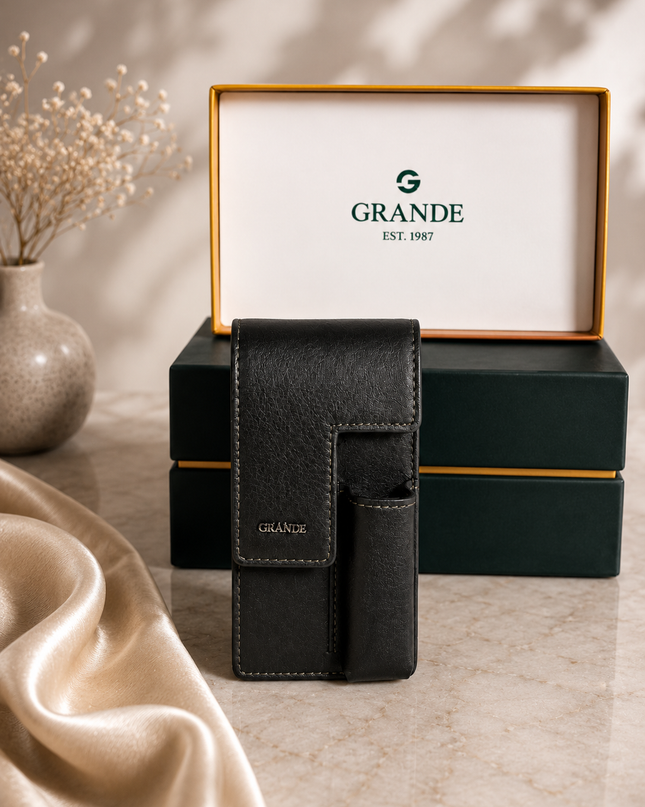 451 Étui Porte-Cigarettes en Cuir Élégant avec Compartiment Briquet