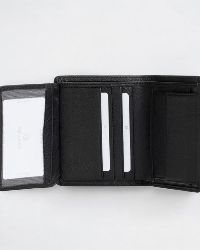 1502 Men's Genuine Black Leather Wallet – Elegance and Practicality