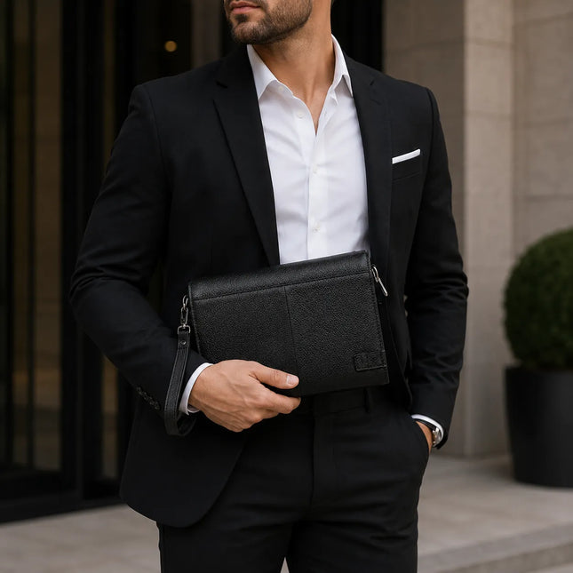 Bond London - Pochette Cuir Noir Homme