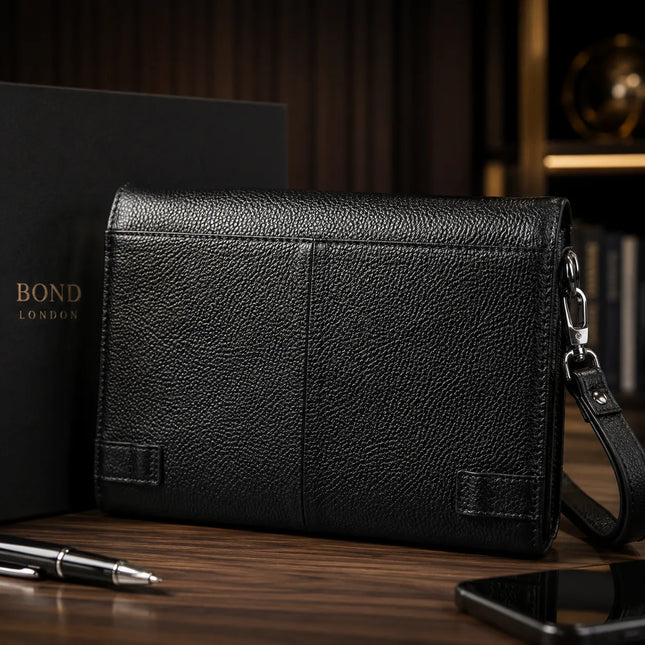 Bond London - Pochette Cuir Noir Homme
