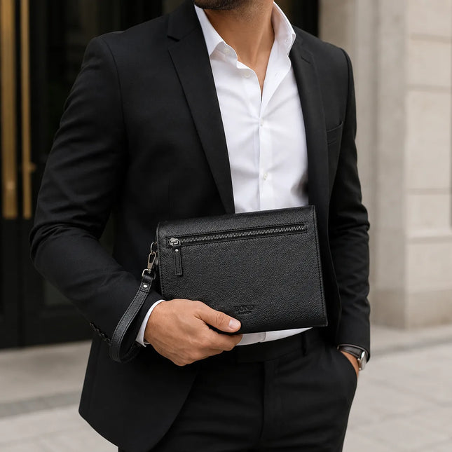 Bond London - Pochette Cuir Noir Homme