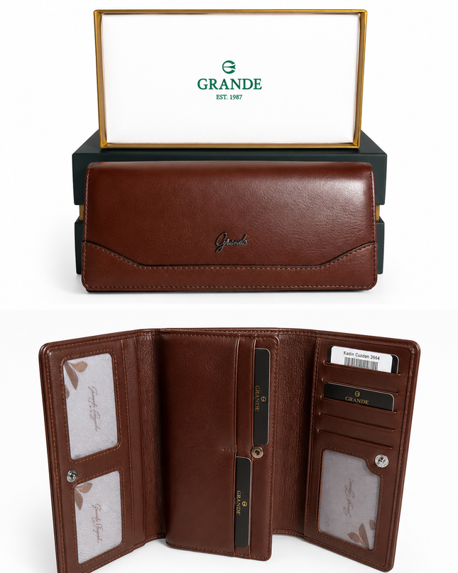 2664 Portefeuille Femme Grande® | Grande Capacité, Compartiments Cartes & Poche Zippée