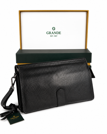1023 281 BLACK Pochette Homme Grande – Cuir Véritable Noir