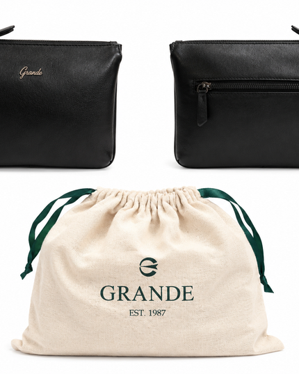 9023 Pochette Grande® en Cuir Élégante – Noir Intemporel
