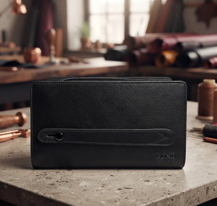 Leonardo Bond London® – Portefeuille Homme en Cuir Véritable Noir