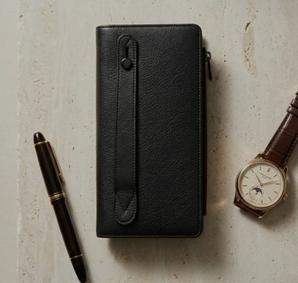 Leonardo Bond London® – Portefeuille Homme en Cuir Véritable Noir