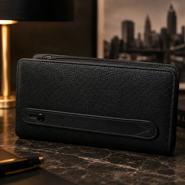 Leonardo Bond London® – Portefeuille Homme en Cuir Véritable Noir