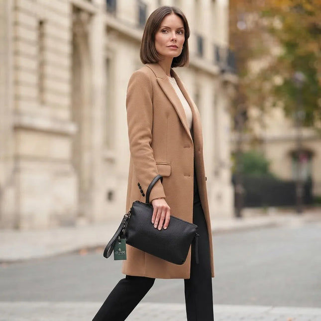 La Constance Grande® – Pochette cuir noir